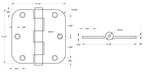 Deltana S35R5HD Hinge Specifications