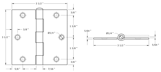 Deltana S35U Hinge Specifications