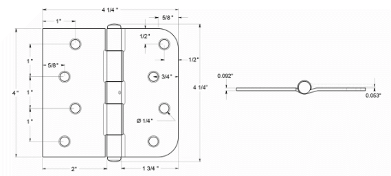 Deltana S41/4058TTN Hinge Specifications