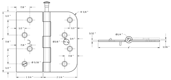 Deltana SS44058TA32D Hinge Specifications