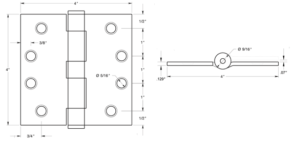 Deltana S44HD Hinge Specifications