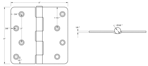 Deltana S44R4 Hinge Specifications