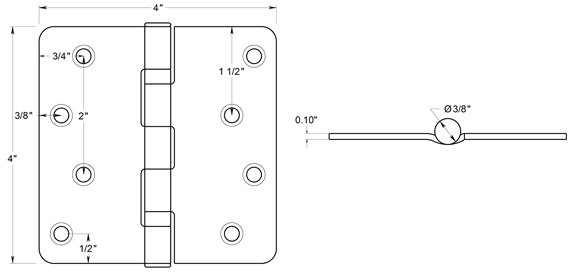 Deltana S44R4BB Hinge Specifications
