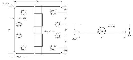 Deltana S44R4HD Hinge Specifications