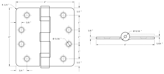Deltana S44R4HDN Hinge Specifications
