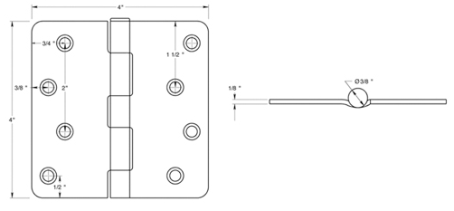 Deltana S44R4N Hinge Specifications