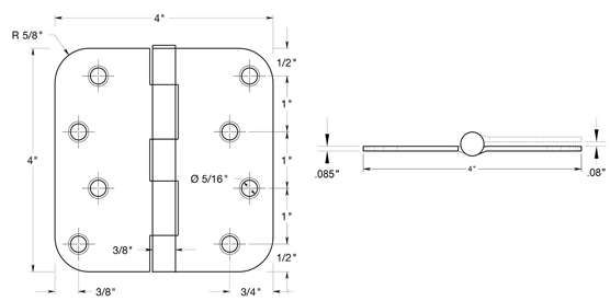 Deltana S44R5 Hinge Specifications