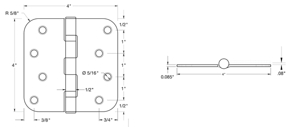 Deltana S44BB Hinge Specifications