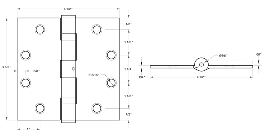 Deltana S45BBN Hinge Specifications