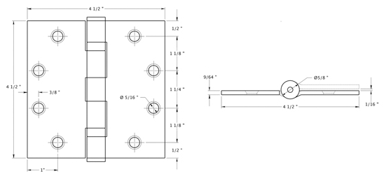 Deltana S45U Hinge Specifications