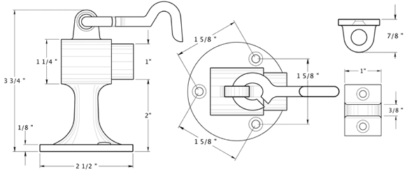 Solid Brass Floor Mount Bumper with Hook Specifications