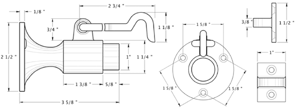 Large Wall Mount Door Stop with Hook Specifications