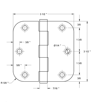 Deltana SS35R5U32D-R Hinge Specifications