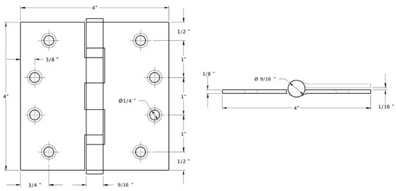 Deltana SS44BU Hinge Specifications