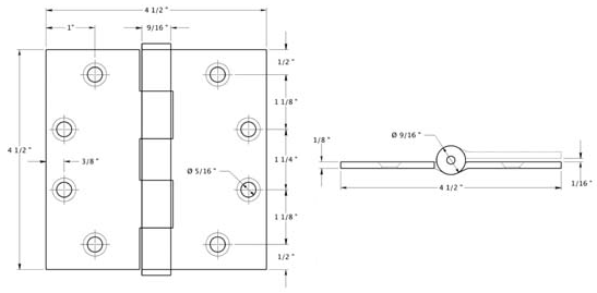 Deltana SS45NU32D Hinge Specifications