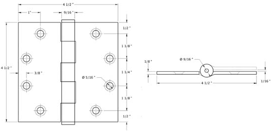 Deltana SS45U32D Hinge Specifications