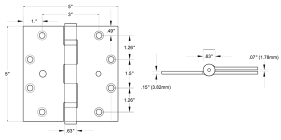 Deltana SS55BB-SEC Hinge Specifications