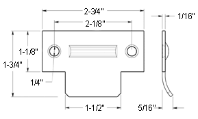 Deltana TSRCA275 Solid Brass T-Strike for Roller Catch Specifications