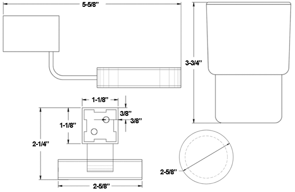Deltana ZA2014 Glass Toothbrush Holder Specifications