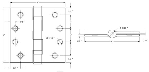 Deltana S44HDBB Hinge Specifications