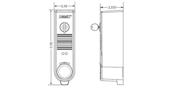 DETEX EAX-500 Door Alarm Dimensions