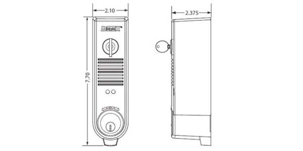 DETEX EAX-500MC65 Door Alarm Dimensions