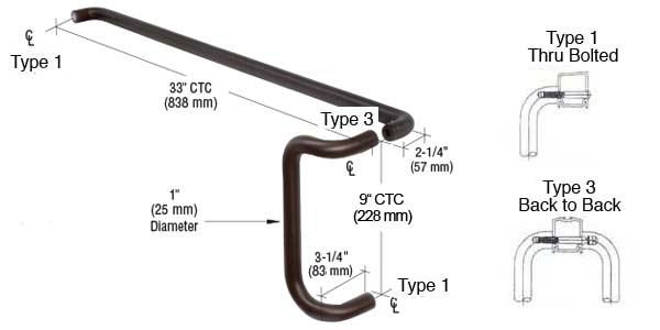 Don-Jo 1160147 9 x 33 Door Pulls size