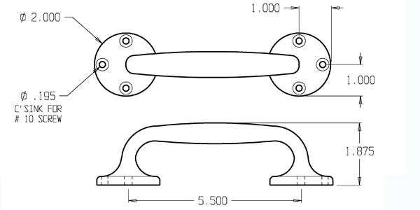Don-Jo 35 Door Pull size