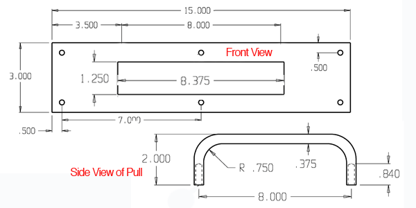 Don-Jo PP-3x15-31-628 Narrow Pull Plate