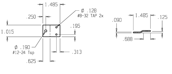 Don-Jo TB-215 mounting tab size