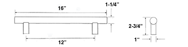 16 Inch Contemporary Glass Door Pulls