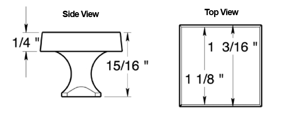 Contemporary Square Cabinet Knob Size