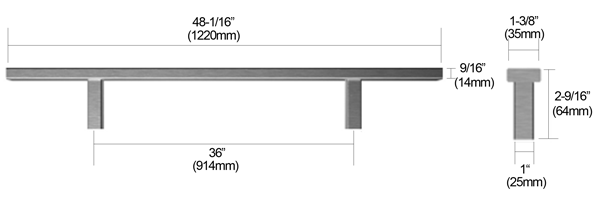 48 Inch Rectangle Door Pull dimensions