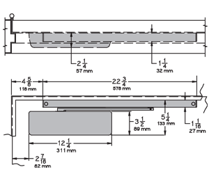 LCN 4041T Door Closer Size
