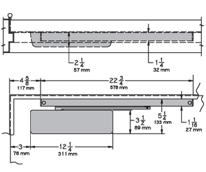 LCN 4111T Door Closer Size