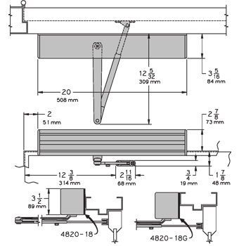 LCN 4822 Door Closer Size