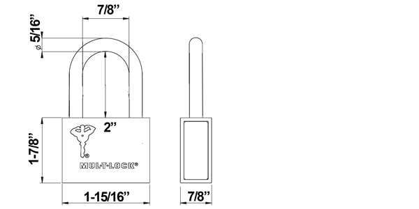 MUL-T-LOCK C08PC2 padlock size