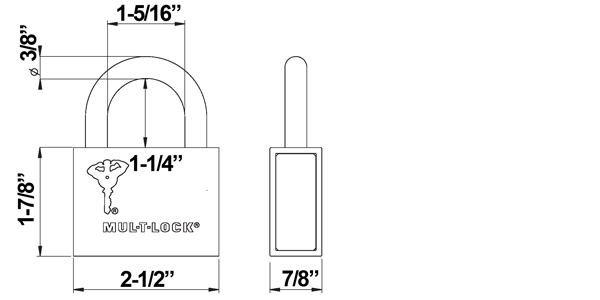 MUL-T-LOCK C10PC1 padlock size