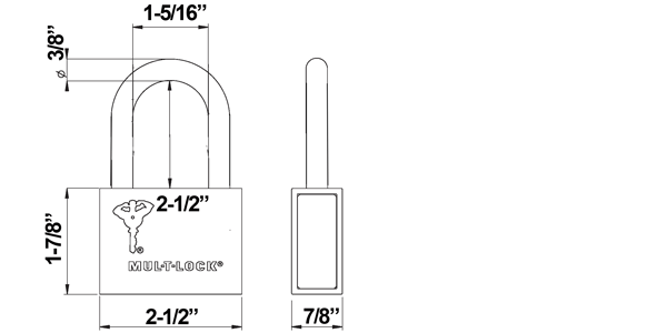 MUL-T-LOCK C10PC2 padlock size