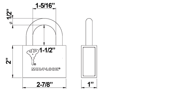 MUL-T-LOCK C13PC1 padlock size