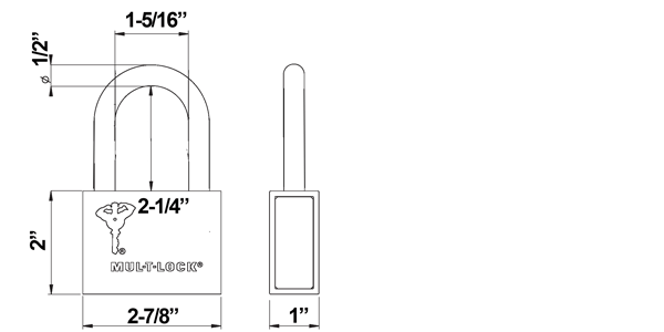 MUL-T-LOCK C13PC2 padlock size