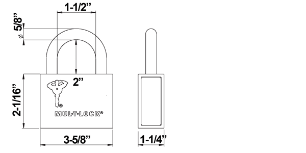 MUL-T-LOCK C16RC1 padlock size