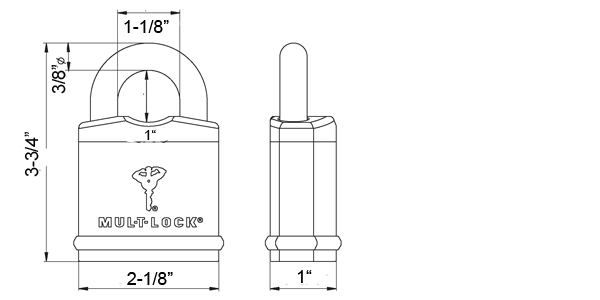 MUL-T-LOCK NE10LE1 padlock size