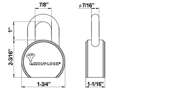 MUL-T-LOCK TSR25 round padlock size