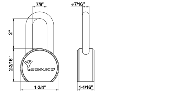 MUL-T-LOCK TSR50 round padlock size
