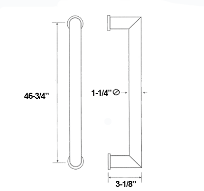 SD409-1220 4 Foot Contemporary Stainless Steel Glass Door Pull Size