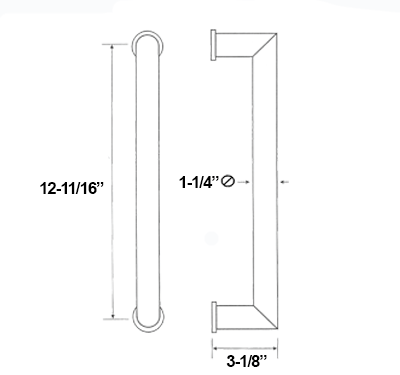 SD409-355 Contemporary Stainless Steel Glass Door Pull Size