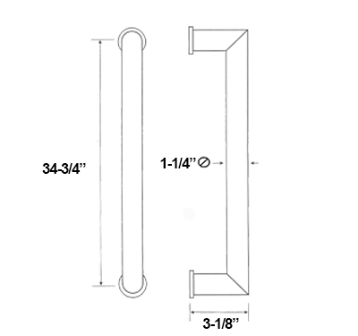 SD409-914 3 Foot Contemporary Stainless Steel Glass Door Pull Size