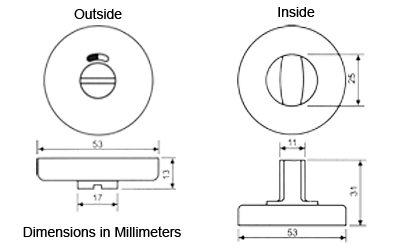 AHI SIG267 Occupancy Indicator Doorbolt Size