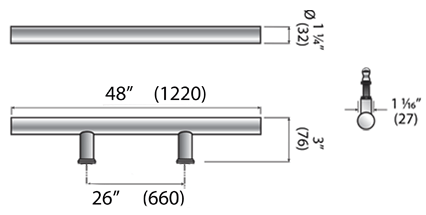 AHI SIG405-1220 Contemporary Stainless Steel Door Pull Size